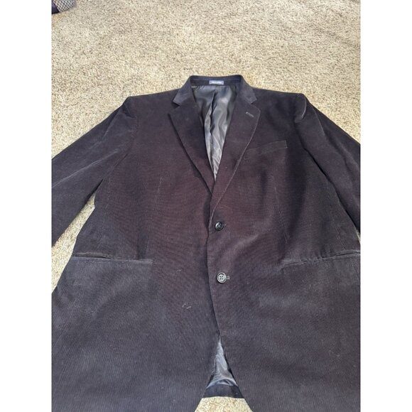 STAFFORD Black Corduroy Blazer Jacket Sport Coat Suit Elbow Patches Academia 46R - Picture 9 of 16
